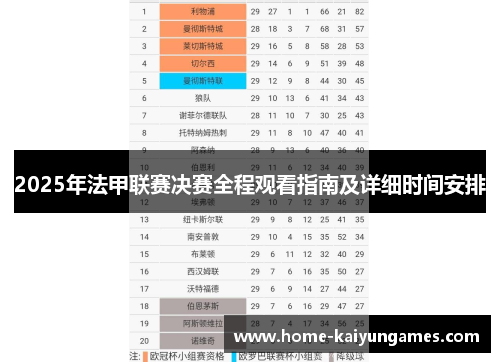 2025年法甲联赛决赛全程观看指南及详细时间安排 2025年法甲联赛决赛全程观看指南及详细时间安排